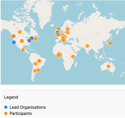 Map of participant locations, showing entries in 21 countries